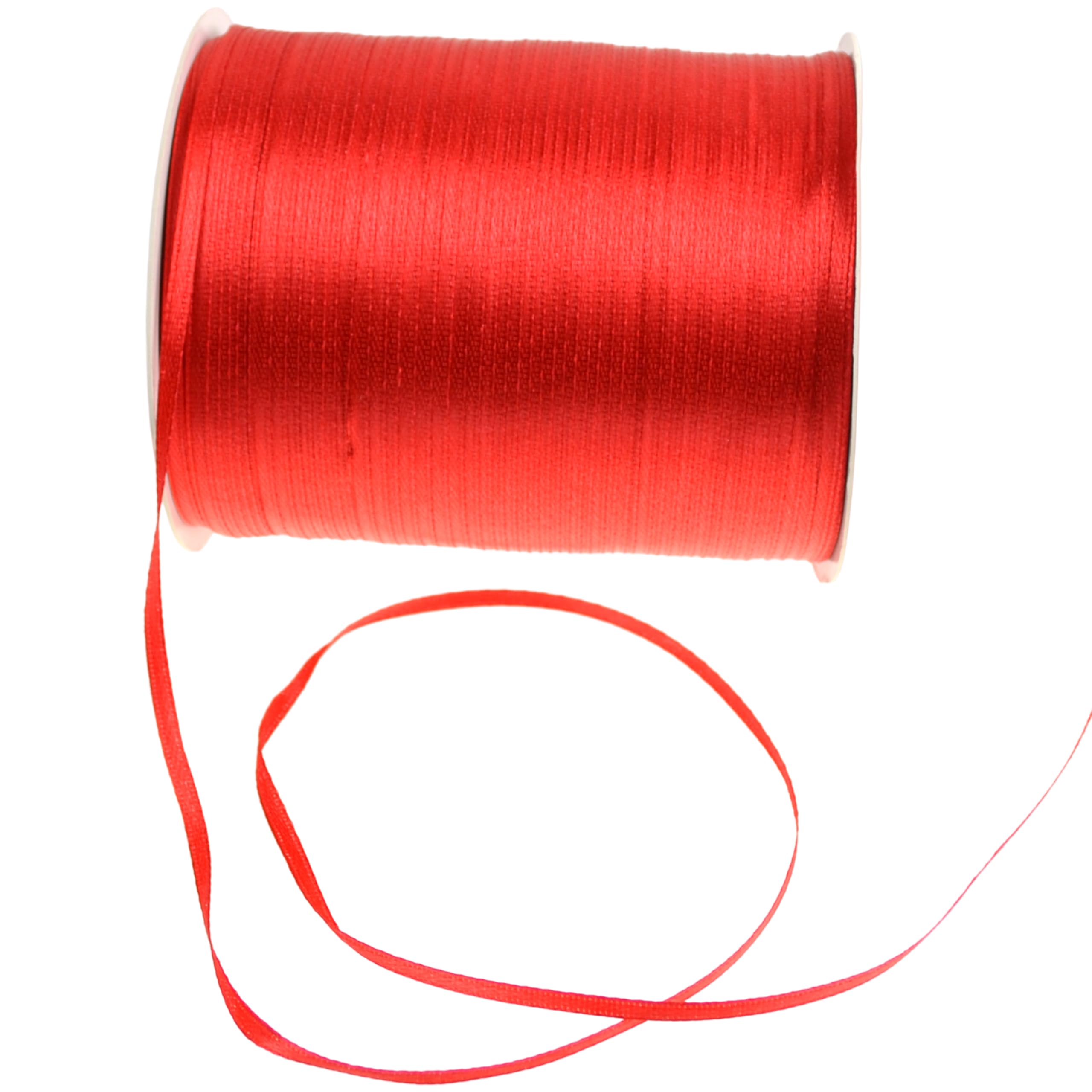 Photo 1 of 1/8-Inch Satin Ribbon by 870 Yard Giant Spool | Double Face Woven Polyester Ribbon Hanging Tag&Card for Art Projects | No Fading Scrapbook Fabric Ribbon (1/8-Inch x 870 Yard x 1 Spool, Red)