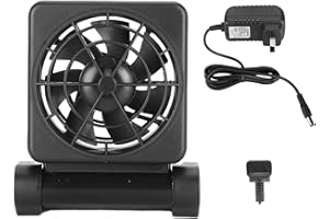 wosume Aquarium Chiller, Sturdy Aquarium Cooling Fan, Black Aquarium Fish Tank Cooler, Adjustable Wind Speed, 110V (One Fan)