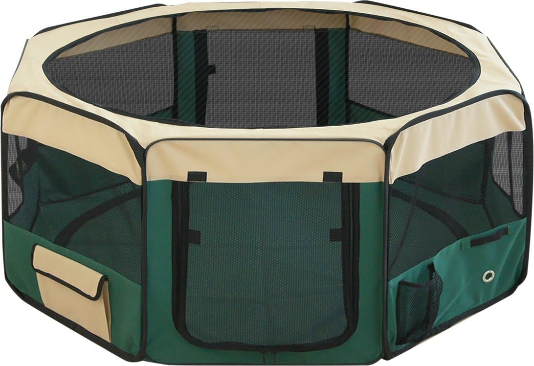 Amazon Ottostyle Jp 折りたたみ八角形ペットサークル Xlサイズ グリーン 直径150cm 高さ62cm メッシュ屋根付き 屋内 屋外 アウトドア Ottostyle Jp サークル プレイサークル 通販