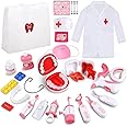 Dentist Playset for Kids Ages 3-8, 26PCS Realistic Pretend Dental Toy Kit with Teeth Cleaning Tools, Doctor Costume & Learning Guide. STEM Educational Toys, Toddler Medical Kit for Boys & Girls Gifts