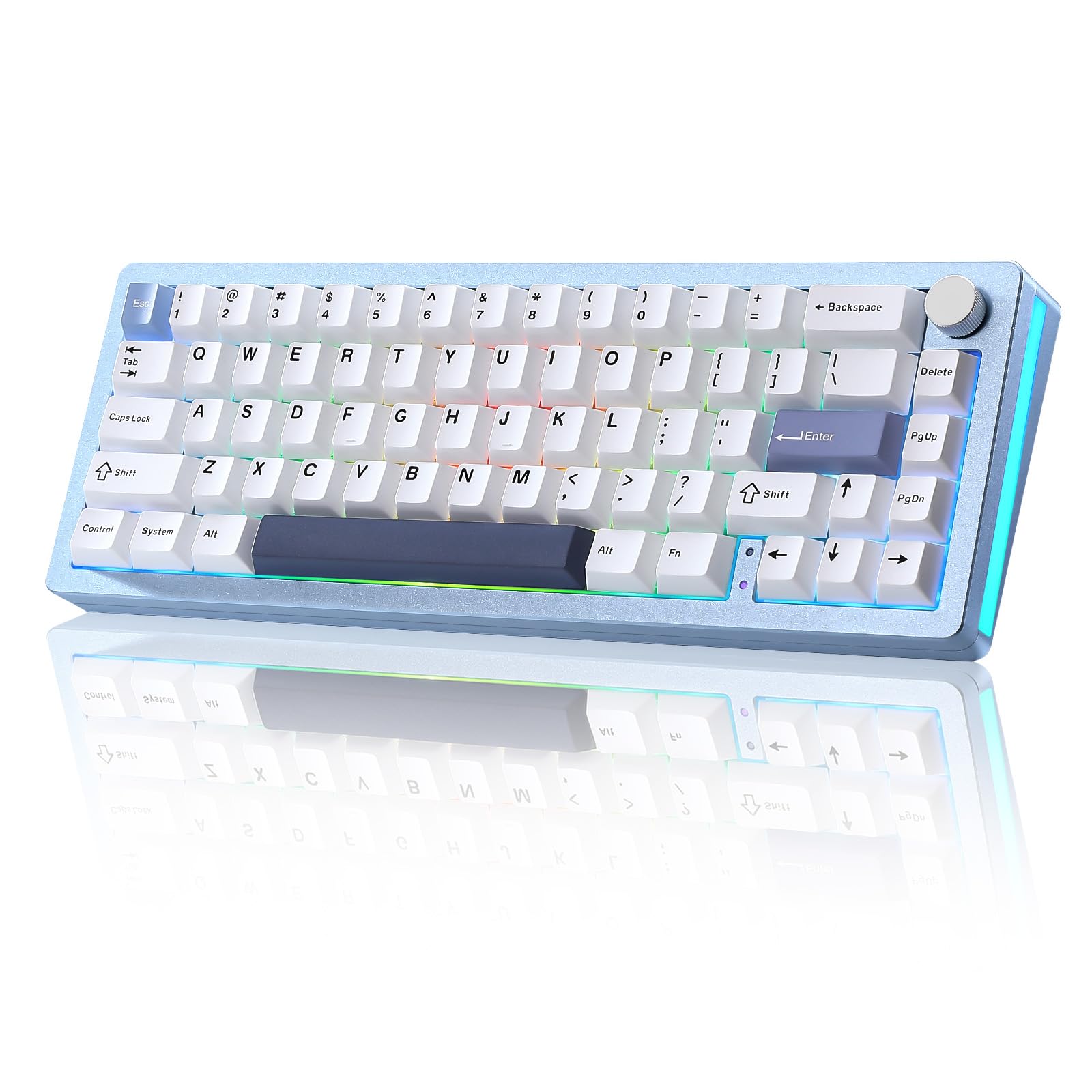 Photo 1 of YUNZII AL66 Wireless Mechanical Keyboard,Full Aluminum CNC,65% Knob Control,Bluetooth/2.4G/Wired,Hot Swappable Pre-lubed Switches,Gasket Mounted RGB for Win/Mac(Milk Switch, Blue)