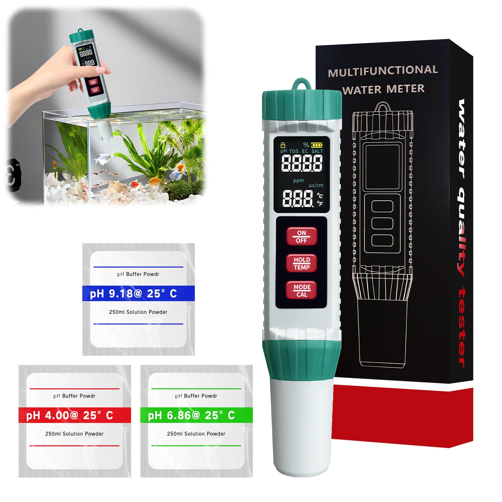 Mesenymm 5 in 1 Digital PH Meter, 0.01 High