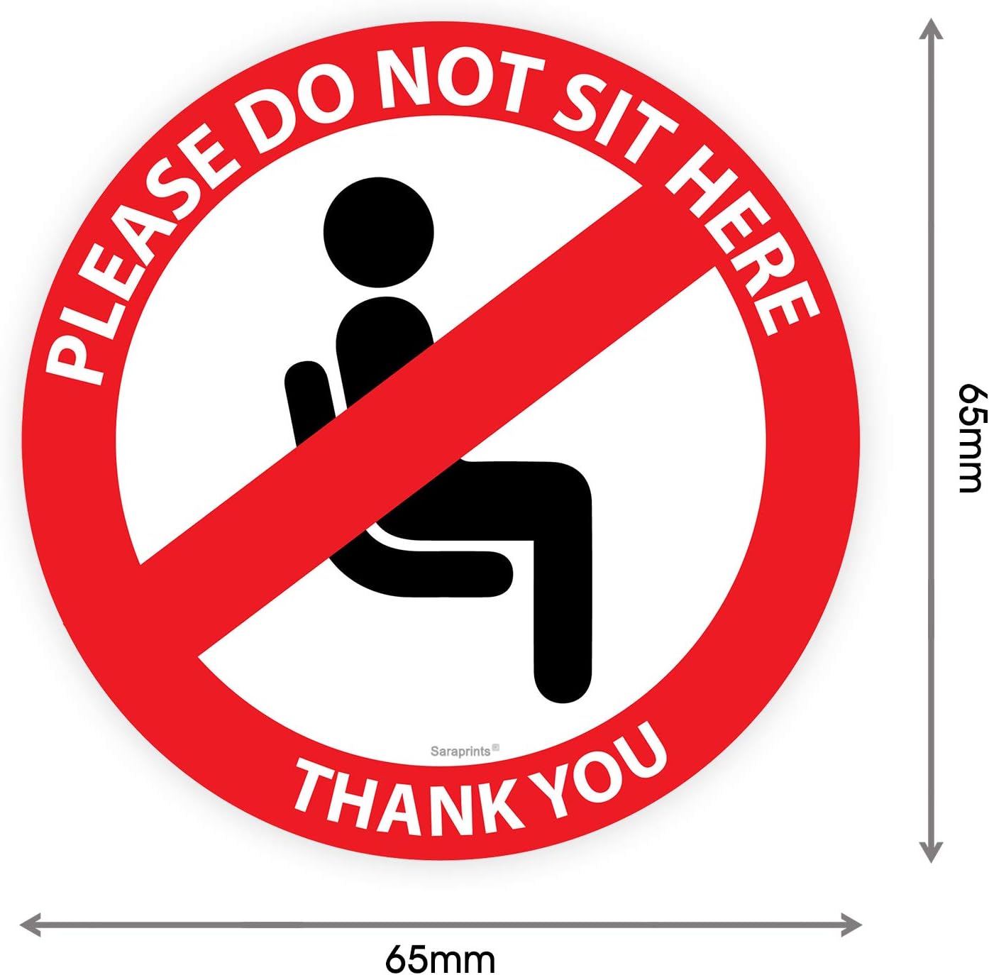 Pack of 24 Do Not Sit Here Sign (65 mm) Waterproof Do Not Sit Here Stickers, pink|red|black, Small - Image 4