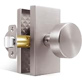 HIEMEY Brushed Satin Nickel Door Knobs Passage Door Knobs Interior | Modern Round Door Knobs Door Handles for Hall Closet Rectangle