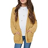 Girls Casual Open Front Long Sleeve Cardigan Pocket Fashion Sweater Outwear