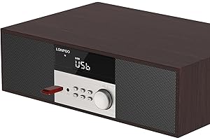 LONPOO Stereo System Systems with CD Player, 40W CD Players for Home, Bluetooth, USB Playback, FM Radio, Aux-Input, Earphone Port