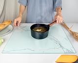 Kitchenville Glass Chopping Board 50x40 cm Tempered Worktop Saver White Marble view 6