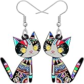 Acrylic Drop Cat Earrings Pets Funny Design 7 Color Lovely Gift For Girl Women By The Bonsny
