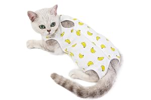 TORJOY Cat Professional Surgical Recovery Suit,E-Collar Alternative for Cats Dogs,After Surgery Wear, Pajama Suit,Home Indoor Pets Clothing Banana XL