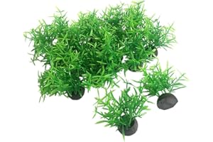Smoothedo-Pets Aquarium Plant Fish Tank Decoration 20 Pieces Small/1" Tall Plastic Artificial Plant Goldfish Hidden Mini Grass Set (Green-A)