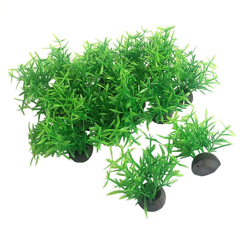 Smoothedo-Pets Aquarium Plants Fish Tank Decorations 20pcs Small Size/1inch Tall Plastic Artificial Plant Goldfish Waterscape Fish Hides Mini Grass Set (Green-A)
