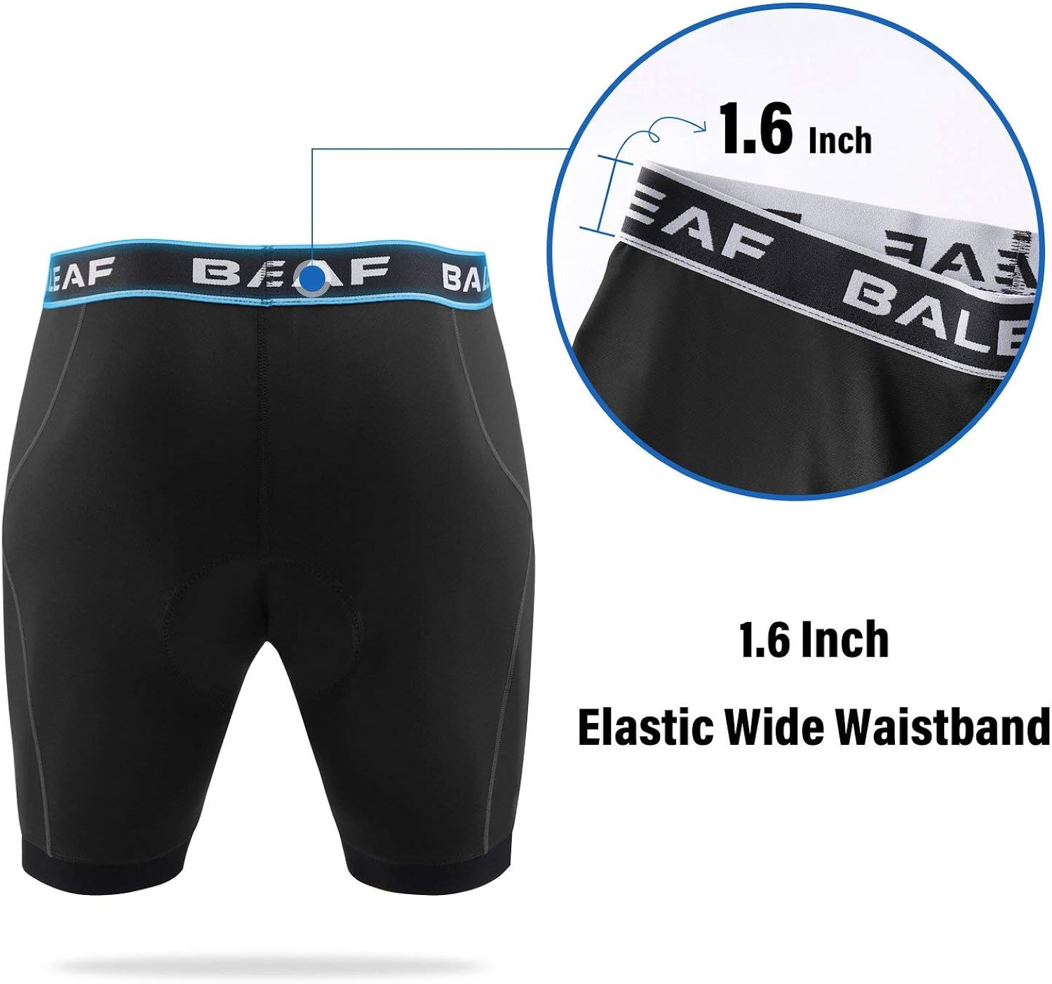 BALEAF Men's Cycling Underwear Bike Shorts 4D Padded Mountain Undershorts Anti-Slip Black Size L: Clothing