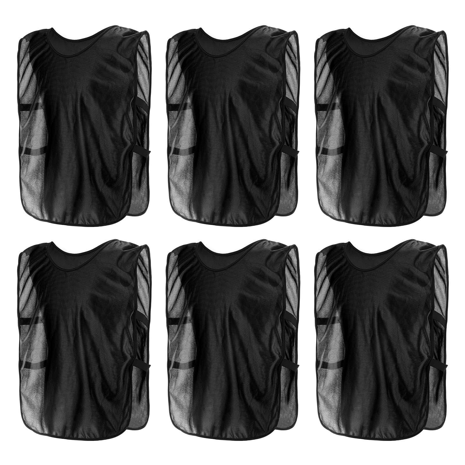 PATIKIL Scrimmage Vest, 6 Pack Soccer Pennies Soccer Jersey Training Vests Team Sports Pinnies Youth Football Practice Jerseys Fits Height 170cm to 200cm, Black