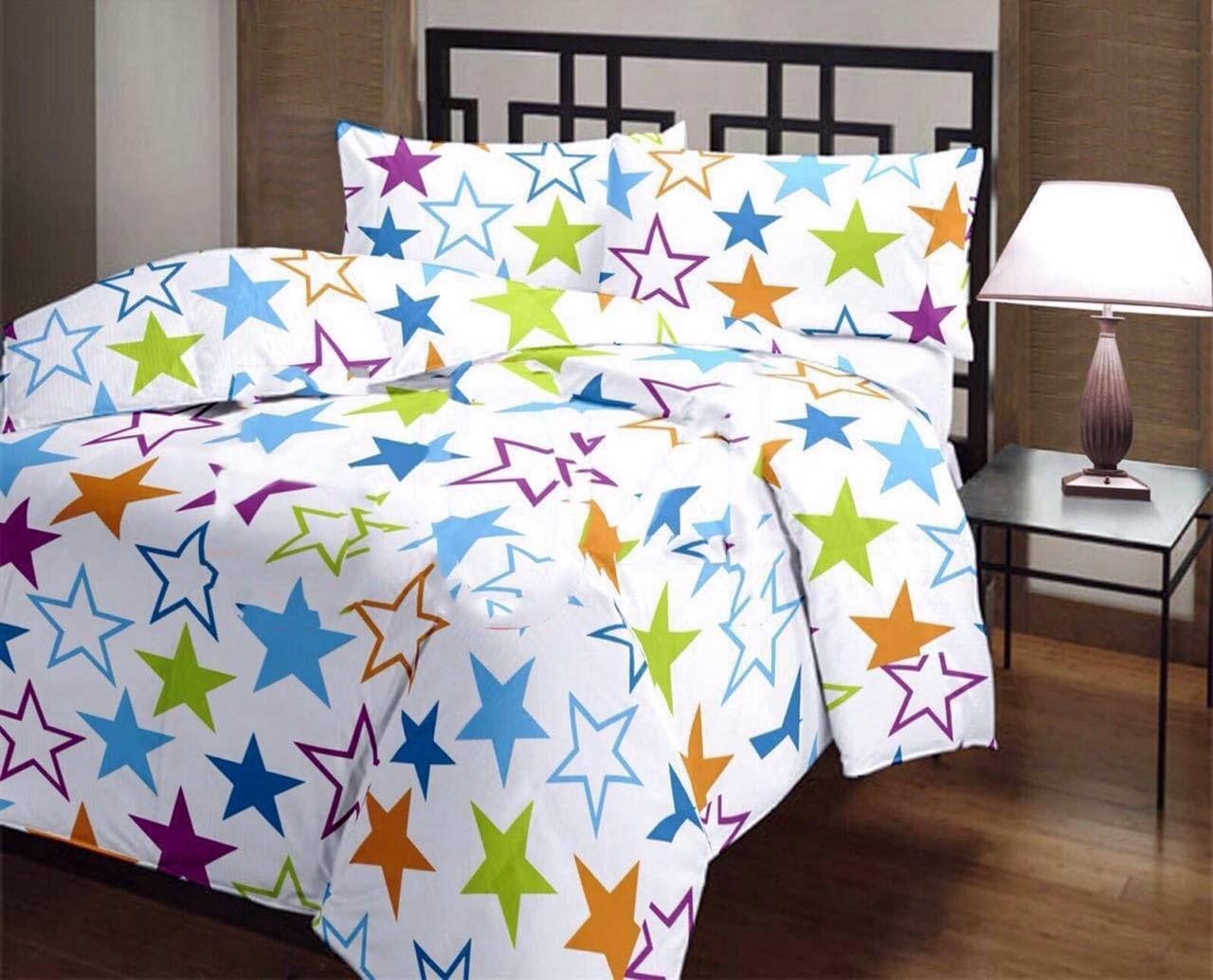 Renown Colorful Stars Print Single Bed Reversible AC Blanket I Dohar I Set of 1