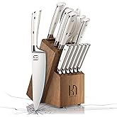 KnifeSaga Knife Set Premium, 15 Pcs Japanese High Carbon Stainless Steel Knives Set for Kitchen with Sharpener and Wood Block