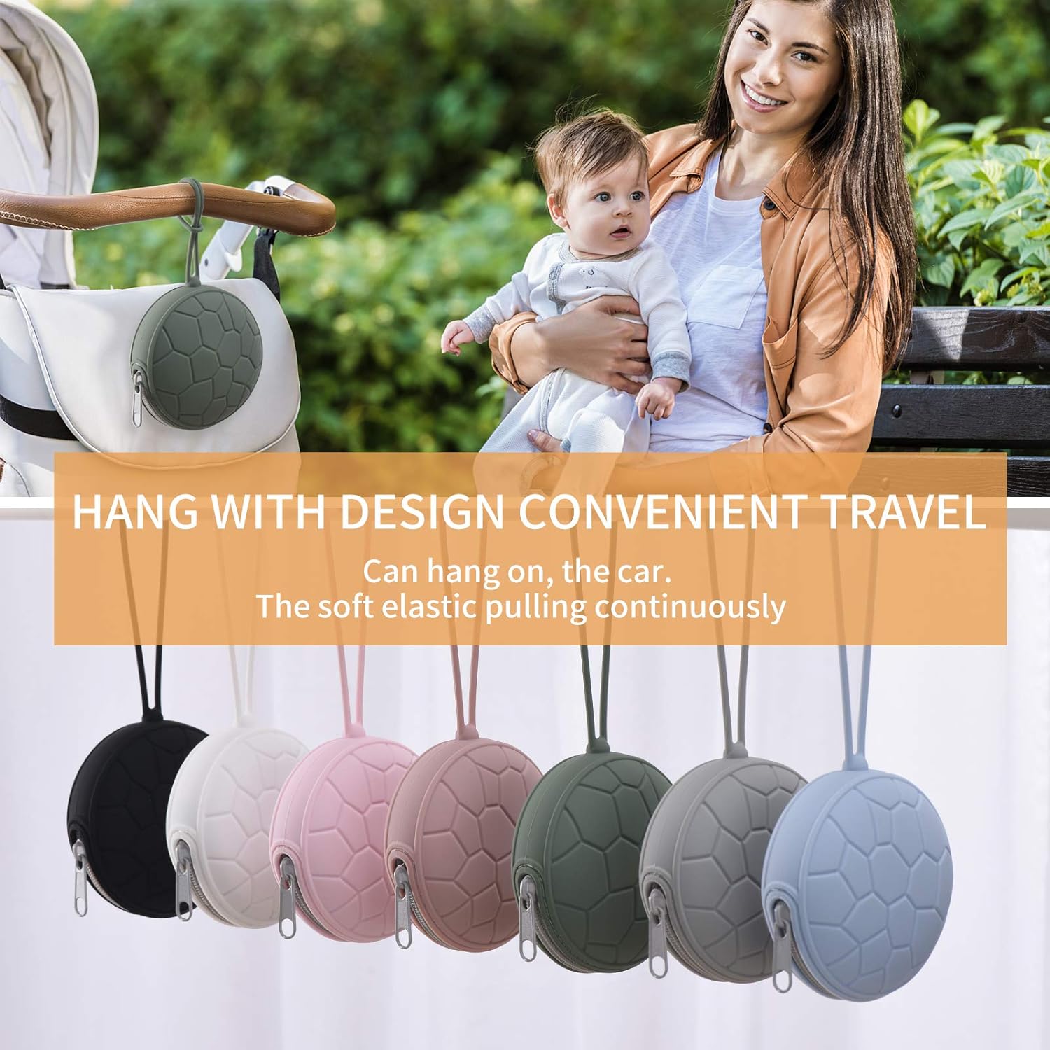 Vicdozia Silicone Pacifier Holder Case for Diaper Bag Home Travel Outdoor Activities(Army Green) : Baby