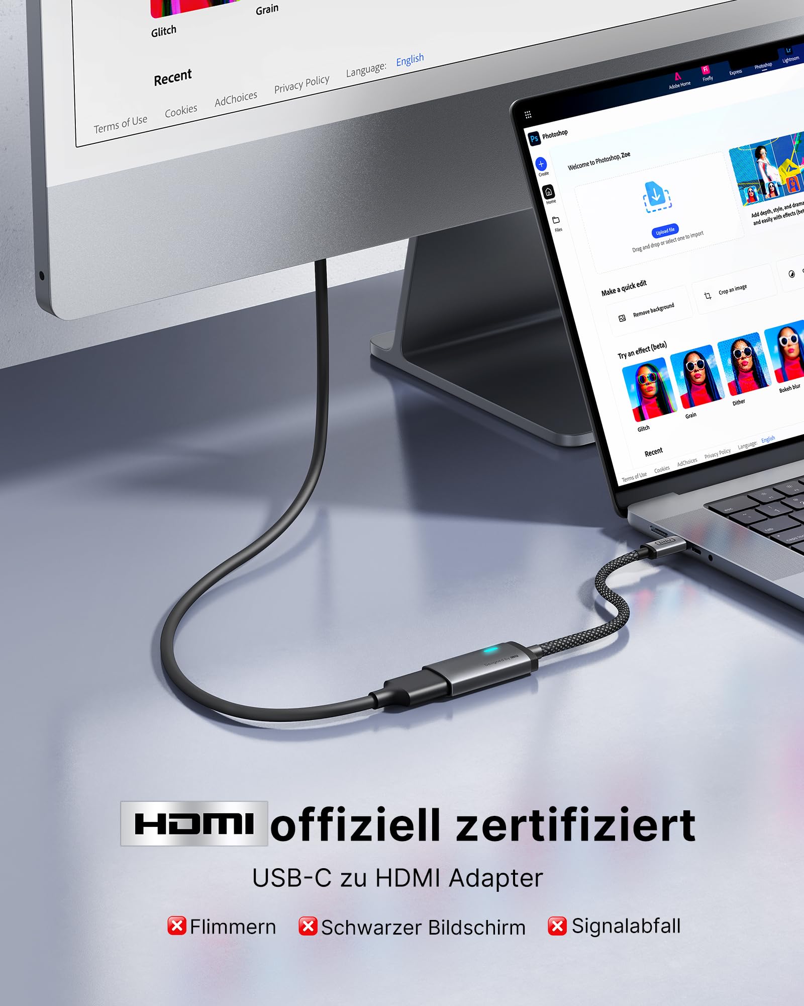 INIU USB C auf HDMI Adapter 4K@60Hz, USB Typ-C auf HDMI Adapter Ladegerät für MacBook Pro Air, iPad Pro, iPhone 17 16 15 Pro Max, Pixelbook, Pixel 10 9, Surface Pro, Dell, XPS, Samsung 25 24 Ultra etc 2