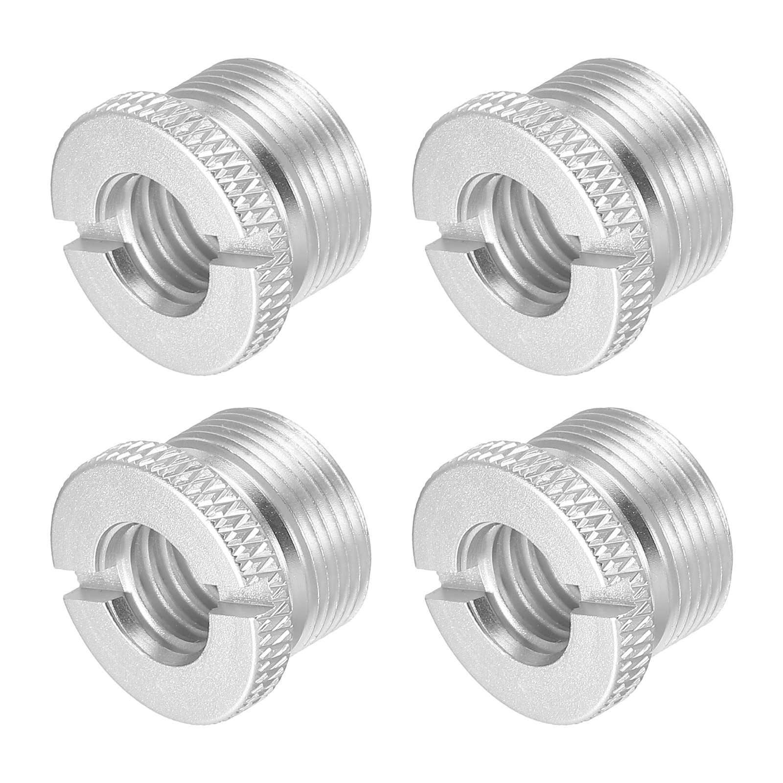 PATIKIL Mic Stand Adapter 3/8 Female to 5/8 Male Aluminum Alloy Mic Screw Adapter for Microphone Tripod Stand Silver 4 Pack