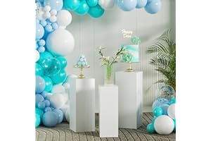 BAOTREE 3Pcs Square Pedestal Stands for Party, Metal Display Plinth Pillars for Wedding Ceremony Birthday Party Art Decor--23.6*10.2''(L), 21.7*9.4''(M), 19.7*8.7''(S)