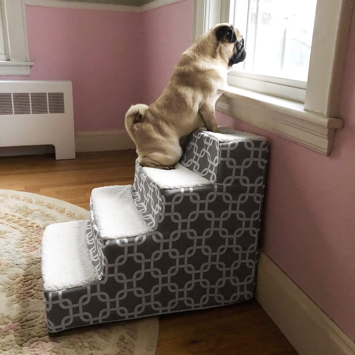 Majestic Pet Portable Pet Stairs | Soft Sherpa Foam Feeling Step | Steps for Dogs & Cats | Puppy & Kitty Ramp | Perfect for Bed & Sofa : Pet Supplies