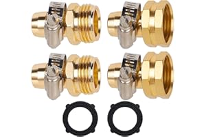 Biswing Garden Hose Repair Connector with Clamps, 5/8" Barb x 3/4" GHT Thread Aluminum Water Hose Pipe Repair Kit, Female and Male Hose Connectors with Stainless Steel Clamp, 2 Pack