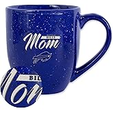 Rico Industries NFL Football Mom Red 16 oz Team Color Laser Engraved Speckled Ceramic Coffee Mug
