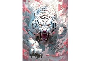 SYBDXJ 5D Diamond Art Painting Kits, Diamond Art Kits for Adults Kids, Full Drill Diamond Rhinestone Arts Craft Picture Embroidery Painting by Numbers for Home Wall Decor, 11.8 x 15.75 inch (Tiger C)