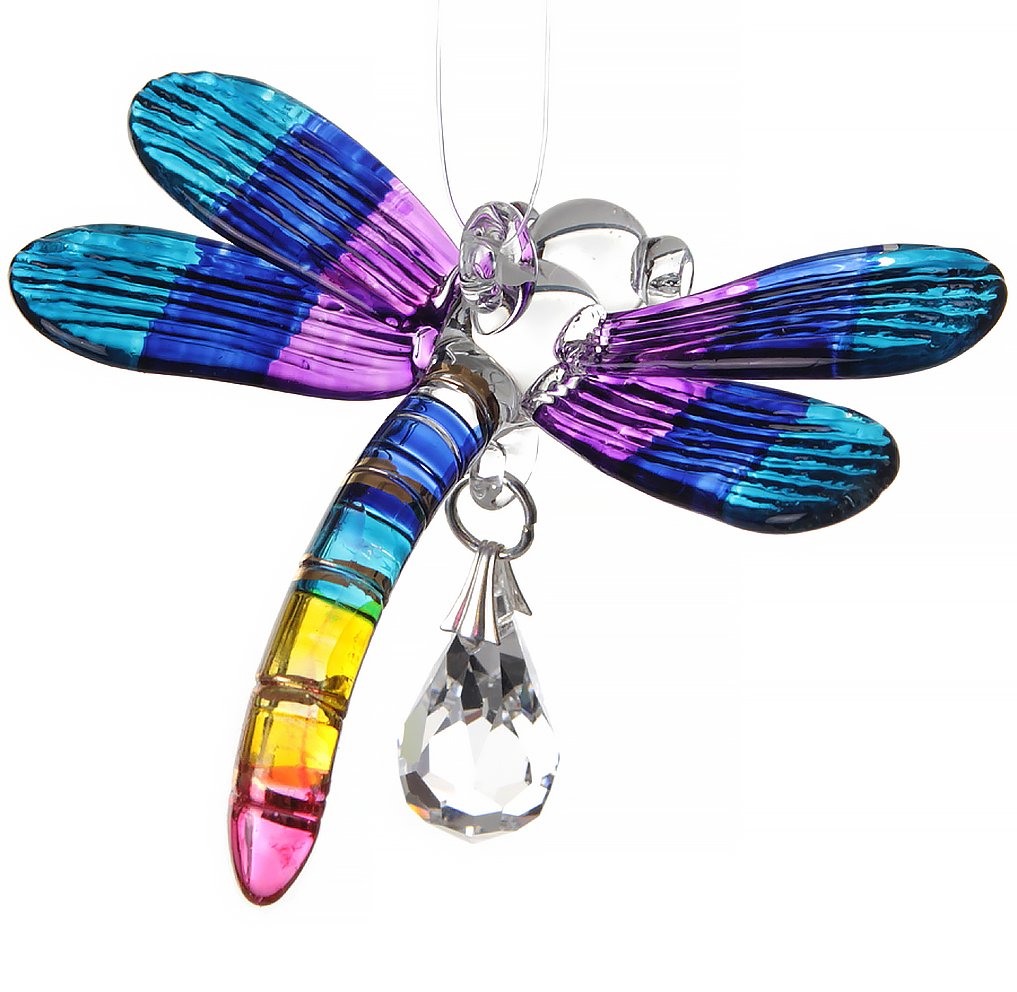 Handmade Fantasy Glass Dragonfly Suncatcher Gift Tropical