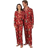 Christmas Matching Pajamas for Couples Women Men Button Down Pjs Set Festival Party Sleepwear Loungewear Set