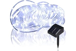 lychee Solar Rope Lights Outdoor 16.5ft 50LED Waterproof Solar Power String w/Light Outdoor Rope Lights Ideal for Home Garden Party Wedding Decoration (White)