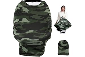 TUOKING Car Seat Covers for Babies, Multi-Use Cover-Silky Mom Nursing Cover Infant Breastfeeding Scarf Shopping Cart High Chair Ultra-Soft Stretchy for Boys and Girls Camo