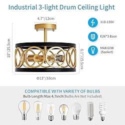XINGQI Modern Semi Flush Mount Ceiling Light