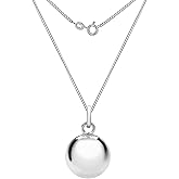 Tuscany Silver Women's Sterling Silver 16mm Ball Pendant on Curb Chain of 46cm/18