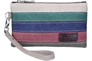 Lecxci Canvas Wristlets Bag Clutch Purses Wallet Slim Credit Card Holder Clutch with Removable Strap Cell Phone Wallet