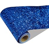 CRE8TIVE Chunky Glitter Wallpaper Border Peel and Stick Blue Wallpaper for Bedroom Shimmering Sequins Fabric Wall Border Self Adhesive Blue Contact Paper for Cabinets Accent Walls Home Decor 8"x80"
