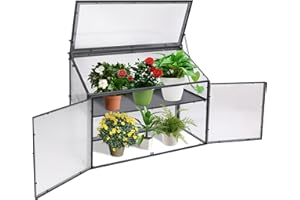 Stonehomy Cold Frame 35.4"(L)*15"(W)*28"(H) Greenhouse for Outdoor or Indoor, Portable Iron Durable Greenhouse Kit, Small Iron Patio Greenhouse for Cold Weather, Winter Gardening