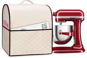 YARWO 2026 Upgraded Stand Mixer Cover Compatible with Kitchenaid 5.5/6/7 Quart Bowl-Lift, Mixer Dust Cover with Aluminum Lining and Top Handle for Kitchen Accessories and Attachments, Beige