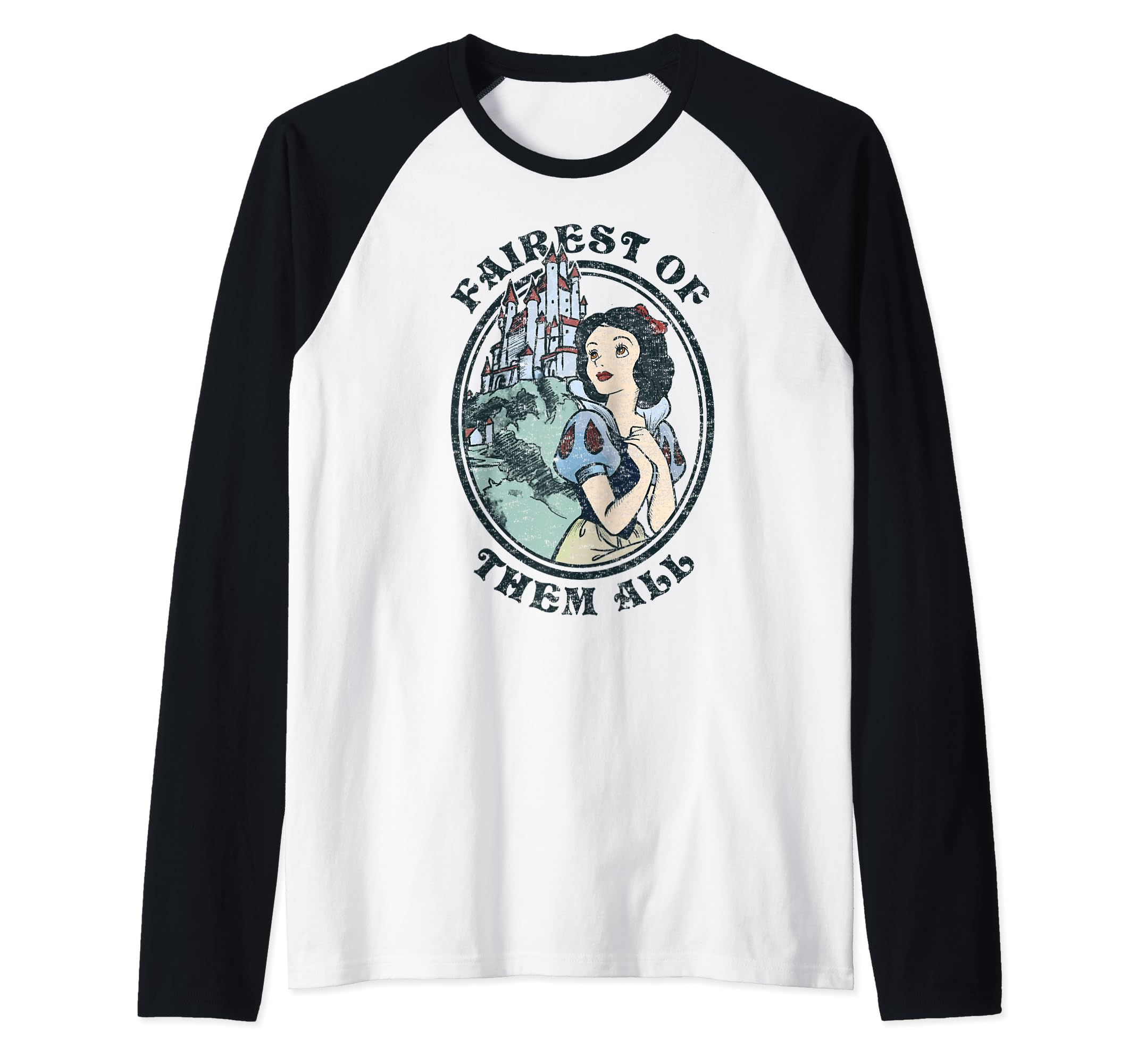 Disney Snow White Fairest Of Them All Vintage Portrait Raglan Baseball Tee