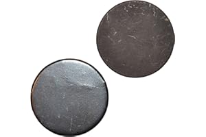 Shungite World 2 pcs Shungite Stickers Set Round 30 mm Polished and Unpolished (1 of Each) for Cell Phone Case Tablet Laptop Computer - Energy Shungite Stones Protection Plate with Carbon Fullerenes