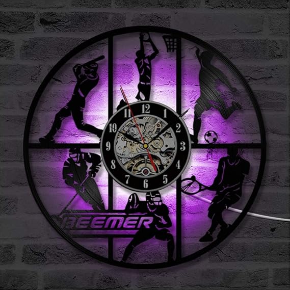 CCJIANI Disco De Vinilo Reloj De Baloncesto Baloncesto Diseño CD Led