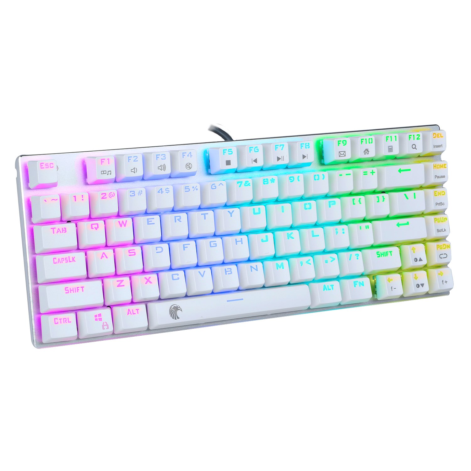 E-YoosoMinimal Mechanical Gaming Keyboard for Office and Leisure, RGB Backlit, Water Resistant, Compact 81 Keys Keyboards with Blue Switch (White)