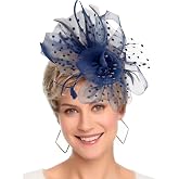 Women's Fascinator Hat Headband - Flower Mesh Feather Hair Clip For Cocktail Tea Party