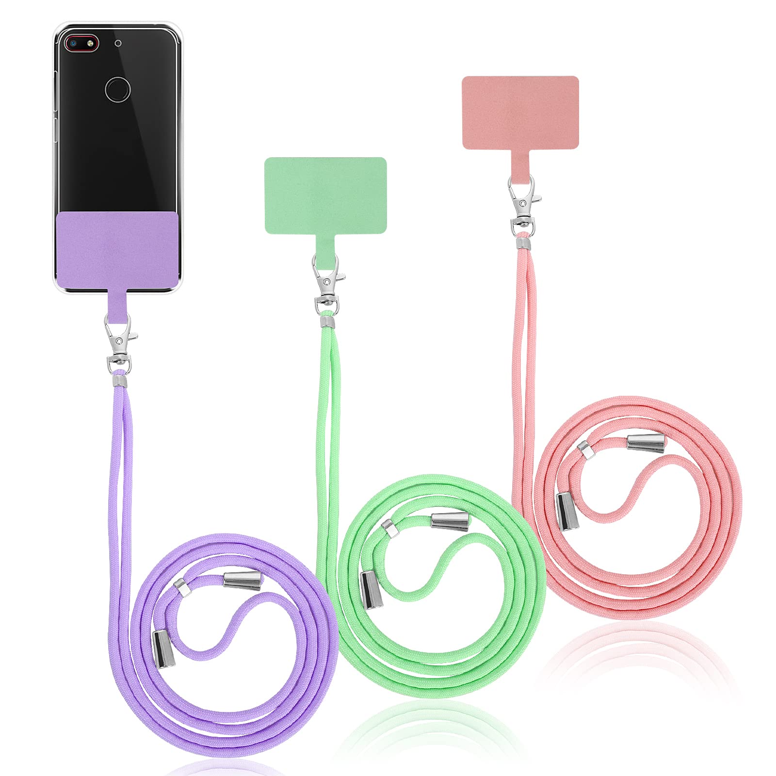 Cobee 3Sets Phone Lanyard Neck Strap and Durable Pads,Universal Phone Lanyards for Around the Neck, Lady Adjustable Nylon Crossbody Phone Neckstrap Compatible with Most Smartphone
