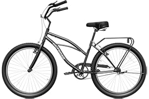 Brightpeak Cruiser Bike for Adults, 24/26 Inch Options - Ergonomic Upright Design, Coaster Brakes & Fenders, with Rear Rack and Basket for Casual Rides