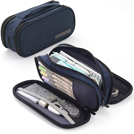 Amazon Angoobaby ペンケース 筆箱 男の子 女の子 中学生 高校生 大学生 社会人用 ネイビー ペンケース 文房具 オフィス用品