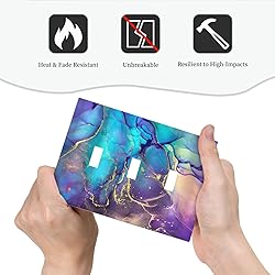 Purple Blue Abstract Marble 3 Gang Toggle Light