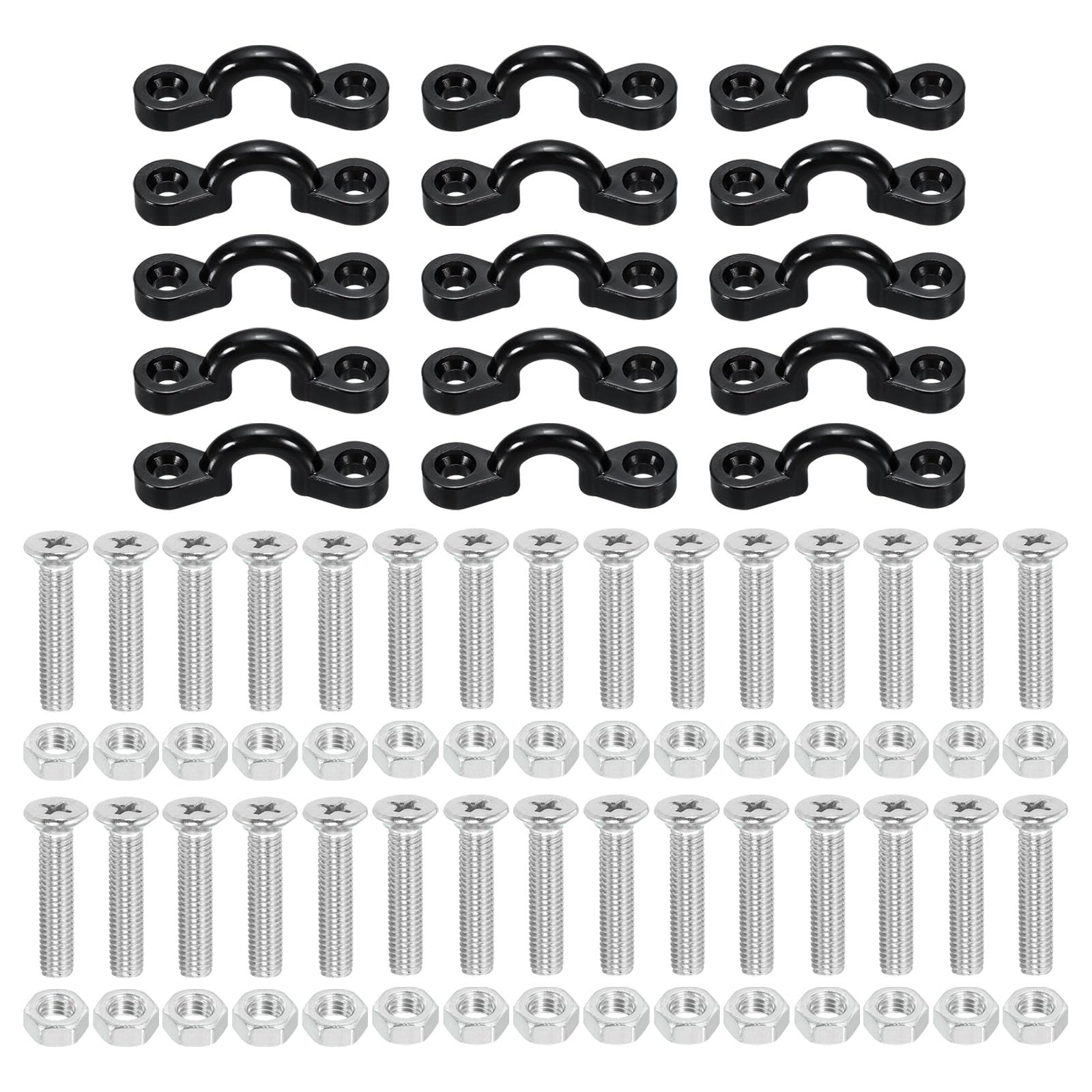 PATIKIL Kayak Pad Eye Kit, 15 Pack Nylon Deck Loops Bimini Boat Top Eye Straps with 30 Flat Head Screws Nuts for Kayaks Canoes Boats Tie Down