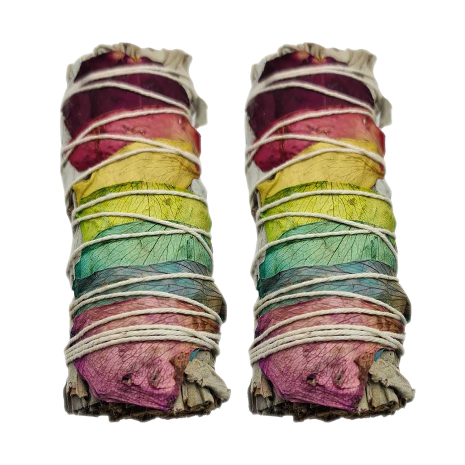 VIE Pack of 2, White Sage with Chakra Petals Sage Smudge Sticks(4”)–Premium,Natural & Ethically Sourced for Smudging,Home Cleansing & Energy Healing | Remove Negative Energy | Spiritual Home Gift