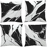RYKEEN Abstract Grey and Black Throw Pillow Covers Set of 4，18 x 18 Inch Marble Pattern Decor Cushion Case for Home Living Room Decor Sofa(18x18 Inch)