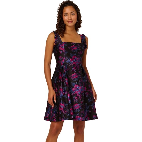 Vince Camuto Women's Sleeveless Ruffled Hem Chiffon Dress - A-Line Belted Dress